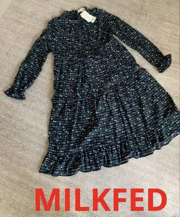 택 포함 새상품 milkfed 하트 무늬 티어드 원피스 s