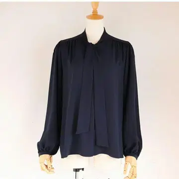 PASSIONE 파시오네 조젯 리본 타이 블라우스 보타이 네이비