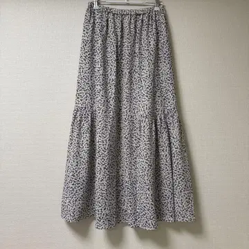 플레어 스커트 화이트 퍼플 프리 사이즈