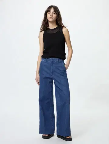 유니클로 와이드 트라우저 청바지 L 사이즈