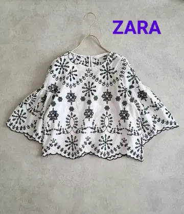 ZARA 자라 꽃무늬 컷워크 디자인 풀오버 블라우스 M