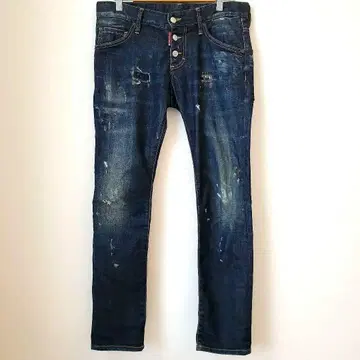 새상품급 Dsquared2 페인트 데님 팬츠 스키니 데미지 가공