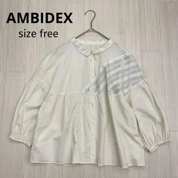 AMBIDEX 앙비덱스 라운드 칼라 코튼 7부 소매 블라우스