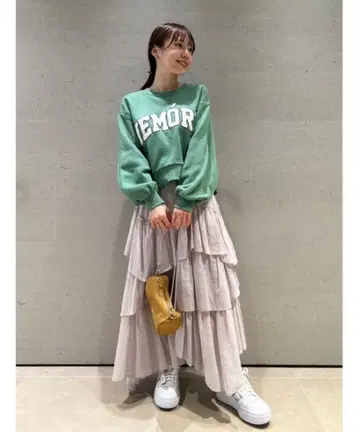 [ SNIDEL ] 코튼 티어드 볼륨 스커트