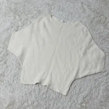 [ c5447 ] UNIQLO 니트 스웨터 반팔 아이보리 면 100%