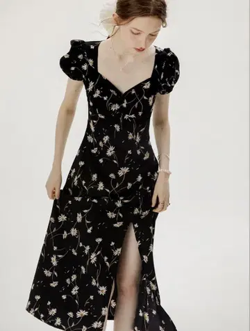[새상품] SINCETHEN Black Daisy Long Dress M