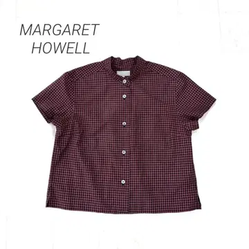 MARGARET HOWELL 깅엄 체크 밴드 칼라 코튼 셔츠