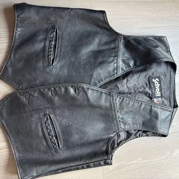 Schott 가죽 베스트 XL 블랙