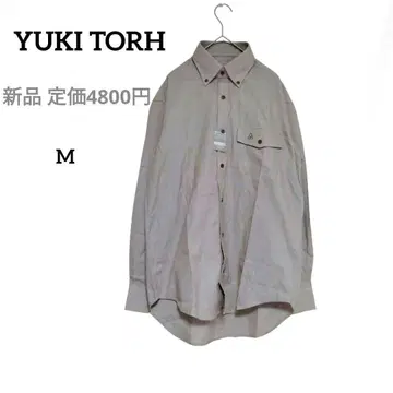 새상품 YUKITORH 버튼다운 긴팔 셔츠 M 그레이 스트라이프 남성용
