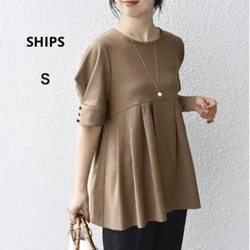 SHIPS 린넨 라이크 턱 플레어 블라우스 브라운 S 2024SS
