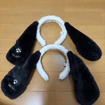 스누피 귀 머리띠 블랙 화이트