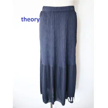 theory 플리츠 롱 니트 스커트 M 사이즈 네이비 55942