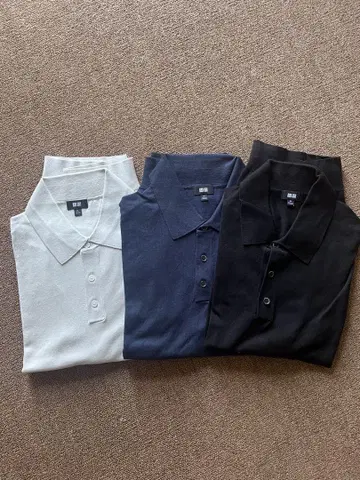 새상품 UNIQLO 워셔블 니트 피케 셔츠 XL 3장