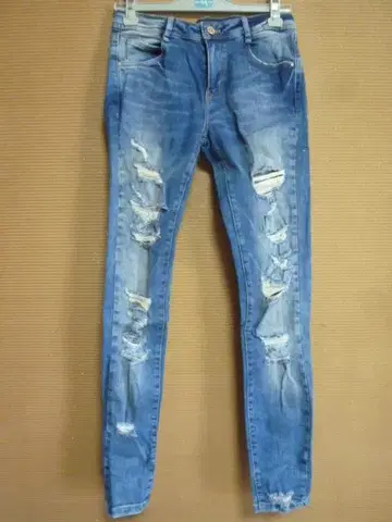 ZARA TRAFALUC 데미지 데님 팬츠 cur36 스키니 블루