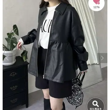 prose verse 집업 페플럼 가죽 블루종 블랙