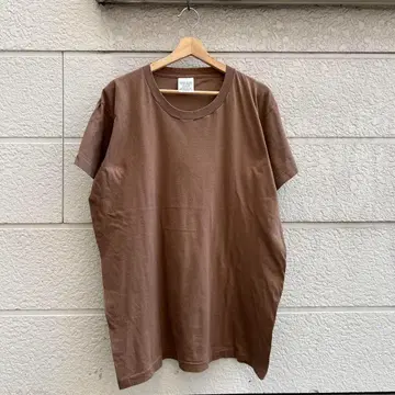 80s USA 구제 의류 브라운 반팔 티셔츠 무지 밀리터리 vintage