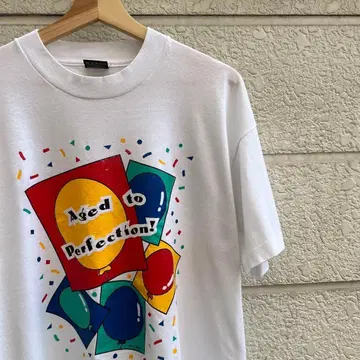 90s USA제 화이트 프린트 티셔츠 컬러풀 XL 사이즈 빈티지