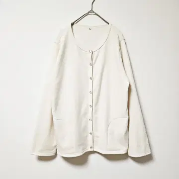 [빈티지] 스냅 가디건 긴팔 크루넥 아이보리 (3L)