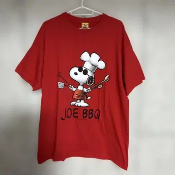 레어 [ L ] 스누피 JOE BBQ 티셔츠 빨간색 GILDDAN