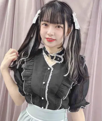 ROJITA 하트 버클 시어 블라우스 블랙 BLACK