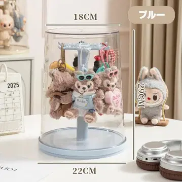 라부부 보관 케이스 [블루] 클리어 투명 피규어 케이스 회전식