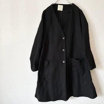 블랙 체스터 코트 버튼 롱 코트 무지 새상품급 M