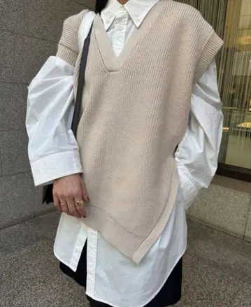 CLANE/니트 베스트 W FACE ASYMMETRY KNIT VEST