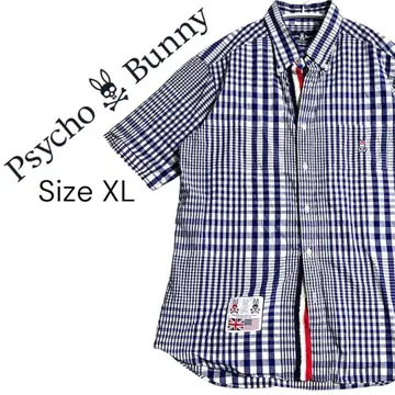 Psycho Bunny 구제 의류 체크 무늬 셔츠 XL 루즈한 빅 사이즈