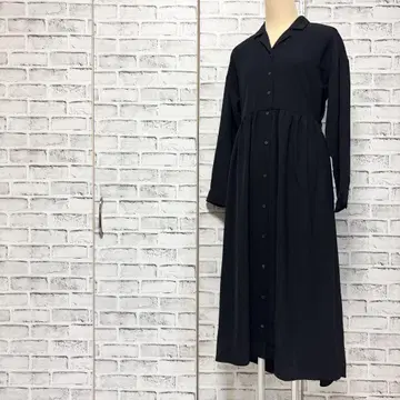HARE 하레 롱 셔츠 원피스 긴팔 허리 리본 블랙