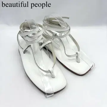 뷰티풀피플 가죽 레이스업 샌들 화이트 레이스업