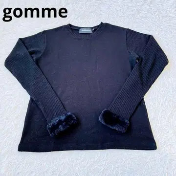gomme 밴딩 리브 니트 도킹 블랙 퍼 스웨터