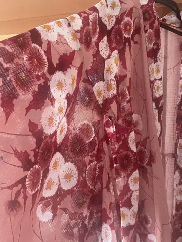 핑크 빨간색 꽃무늬 유카타