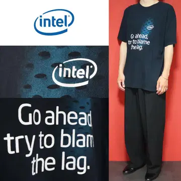 [레어] intel GILDAN 그래픽 프린트 기업 로고 티셔츠