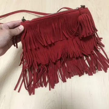ALCANTARA 빨간색 프린지 숄더백