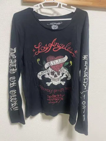 Ed Hardy 롱 슬리브 티셔츠 블랙 y2k