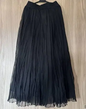 블랙 플리츠 스커트 M