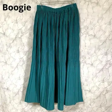 Boogie 부기우기 롱 플리츠 플레어 스커트 그린 M 허리밴딩