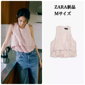 완판템 자라 프린지 퍼프 탑 M 택 포함 새상품