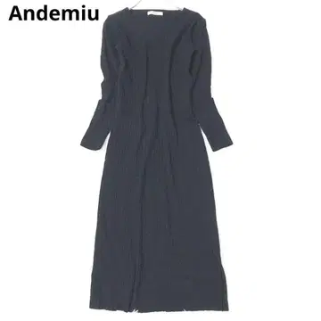 안데뮤 롱 원피스 니트 리브 심플 V넥 성숙 캐주얼