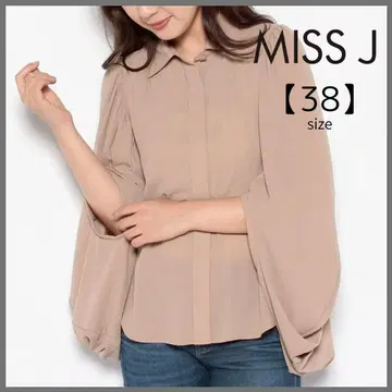 MISS J 미스제이 라핀 드레이프 슬리브 블라우스 비즈니스 베이지
