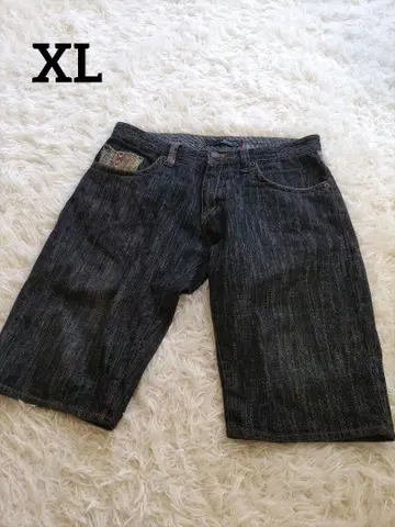 DOMINETE 도미네이트 다크 데님 하프 팬츠 퀼트 패턴 포켓 XL