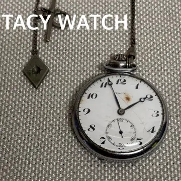 작동품 TACY 아날로그 회중시계 초침 포함 앤티크 체인 R