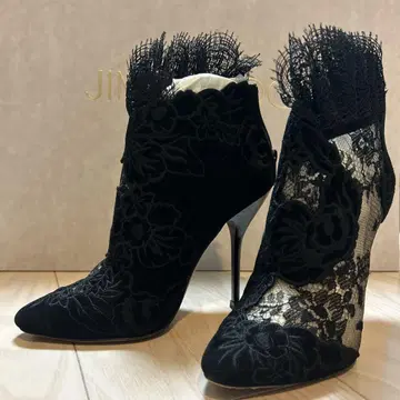 JIMMY CHOO 블랙 레이스 부티 숏부츠