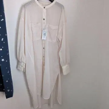 아이보리 롱 셔츠 긴팔 포켓 부착