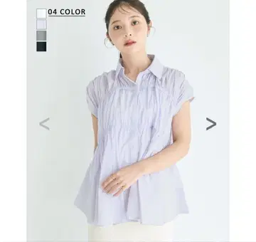 시어 개더 블라우스 라벤더