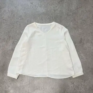 s2944 플라스테 V넥 블라우스 풀오버 긴팔 화이트 L 넉넉한 핏