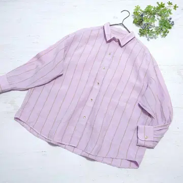 Spick&Span 스트라이프 린넨 골드 버튼 오버 사이즈 셔츠 F