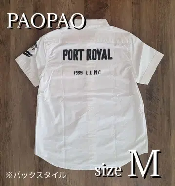 PAOPAO 로고 프린트 반팔 셔츠 화이트 M 아메카지 구제 의류 바이커