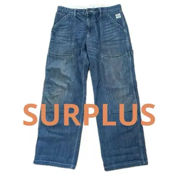 [레어] SURPLUS 데님 페인터 팬츠 웍스 팬츠 신치 벨트