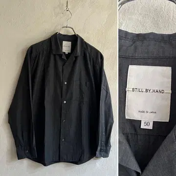 새상품급 STILL BY HAND 샴브레이 오픈 카라 셔츠